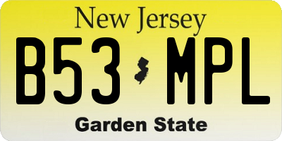 NJ license plate B53MPL