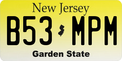 NJ license plate B53MPM