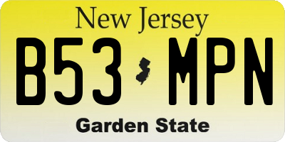 NJ license plate B53MPN