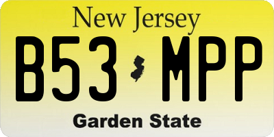 NJ license plate B53MPP