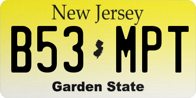 NJ license plate B53MPT