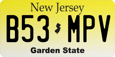 NJ license plate B53MPV