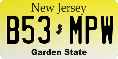 NJ license plate B53MPW