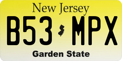 NJ license plate B53MPX