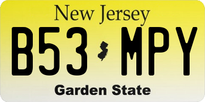 NJ license plate B53MPY
