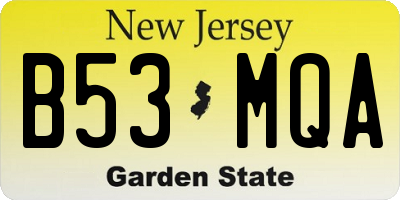 NJ license plate B53MQA
