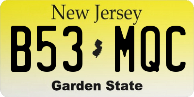 NJ license plate B53MQC