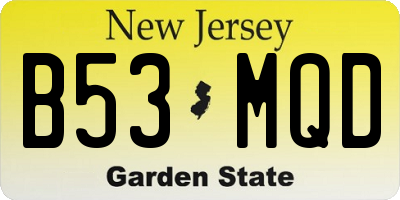 NJ license plate B53MQD