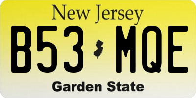 NJ license plate B53MQE