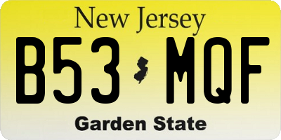NJ license plate B53MQF