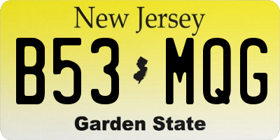 NJ license plate B53MQG