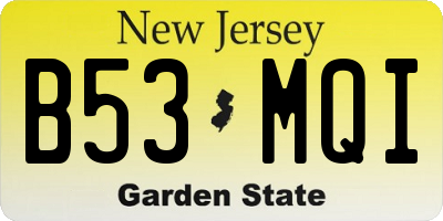 NJ license plate B53MQI