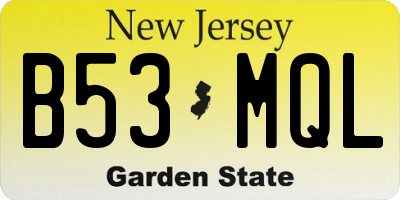 NJ license plate B53MQL