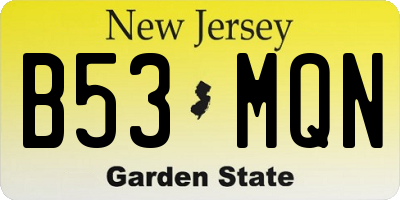 NJ license plate B53MQN