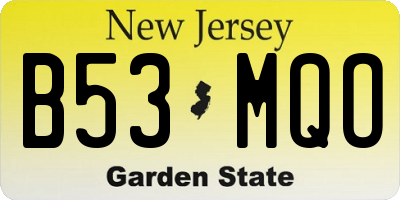 NJ license plate B53MQO