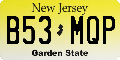 NJ license plate B53MQP