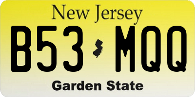 NJ license plate B53MQQ