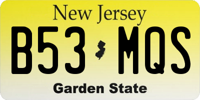 NJ license plate B53MQS