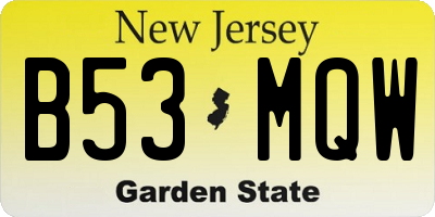 NJ license plate B53MQW