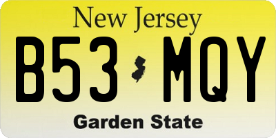 NJ license plate B53MQY