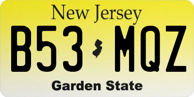 NJ license plate B53MQZ