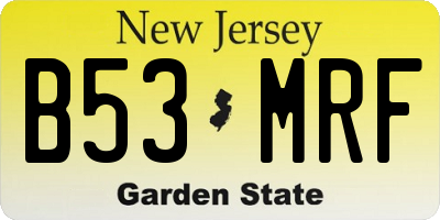 NJ license plate B53MRF