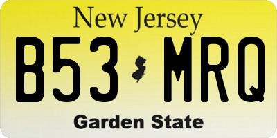 NJ license plate B53MRQ