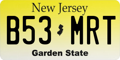 NJ license plate B53MRT