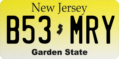 NJ license plate B53MRY
