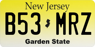 NJ license plate B53MRZ