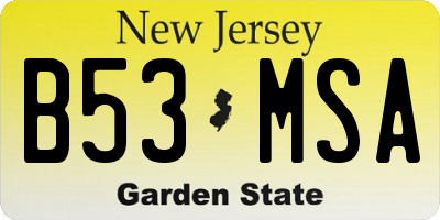 NJ license plate B53MSA