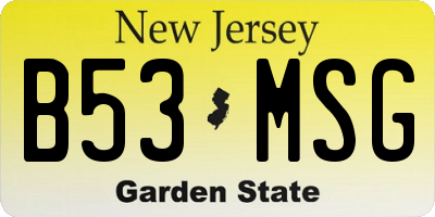 NJ license plate B53MSG