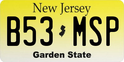 NJ license plate B53MSP