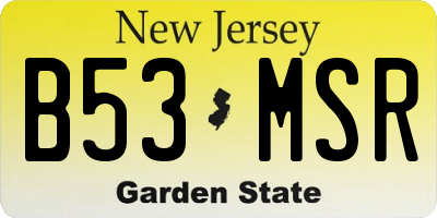 NJ license plate B53MSR