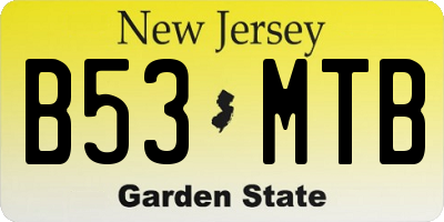 NJ license plate B53MTB