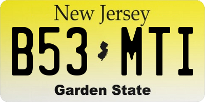NJ license plate B53MTI