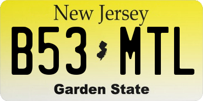 NJ license plate B53MTL