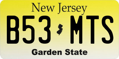 NJ license plate B53MTS
