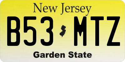 NJ license plate B53MTZ
