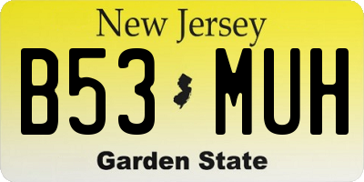 NJ license plate B53MUH