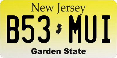 NJ license plate B53MUI