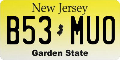 NJ license plate B53MUO