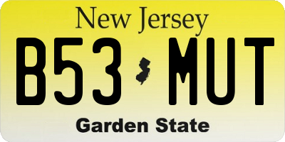 NJ license plate B53MUT