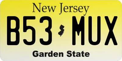 NJ license plate B53MUX
