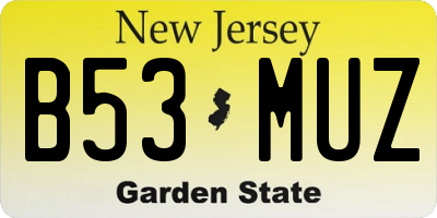 NJ license plate B53MUZ
