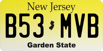NJ license plate B53MVB