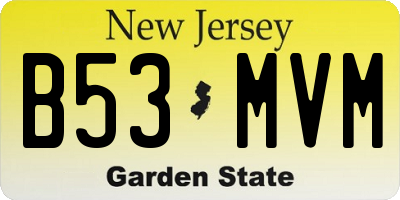 NJ license plate B53MVM