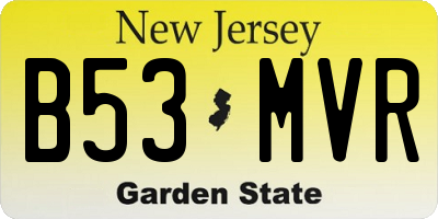 NJ license plate B53MVR