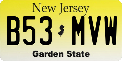 NJ license plate B53MVW