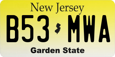 NJ license plate B53MWA